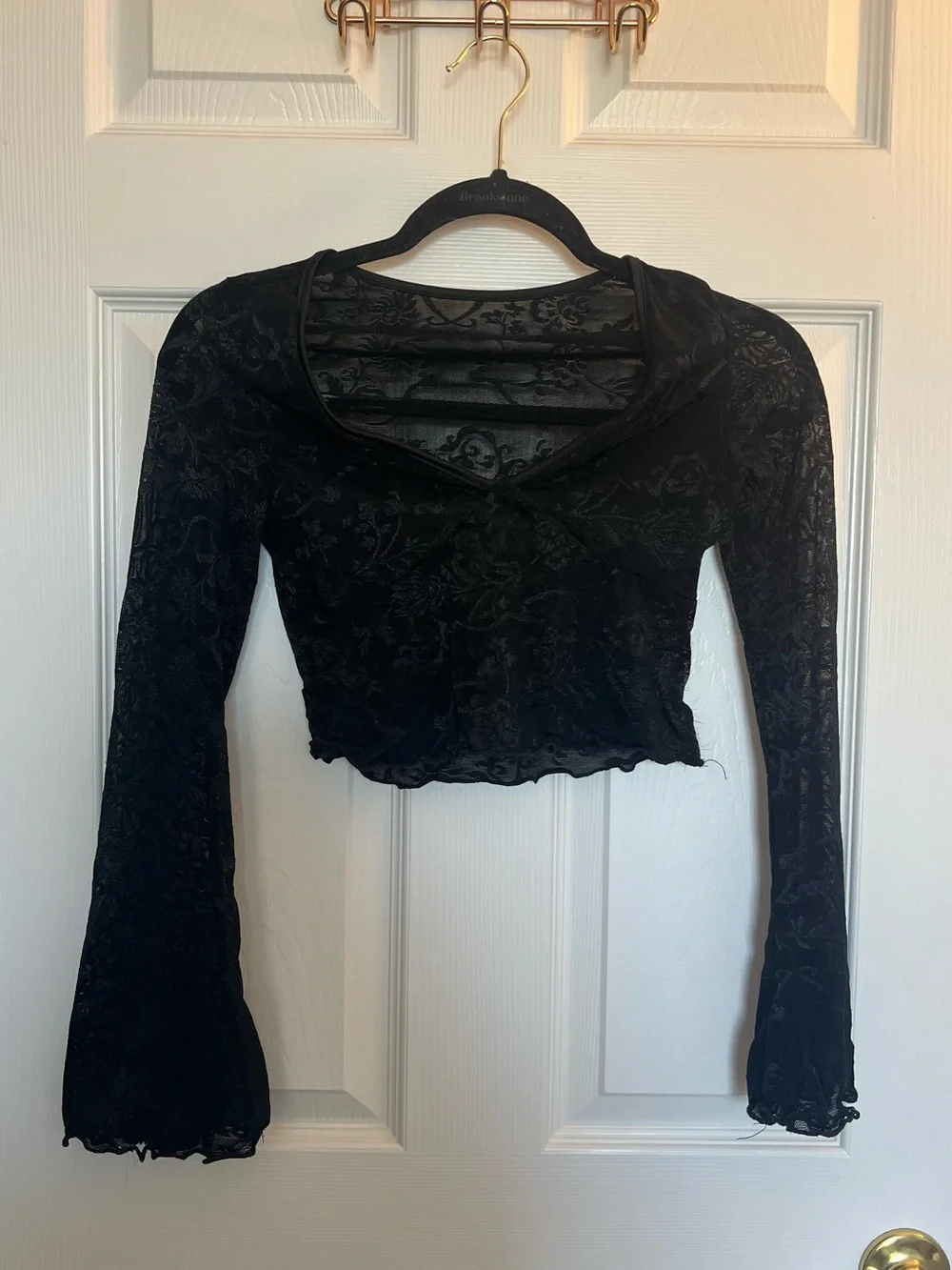 Black Lace Bell Sleeve Top
